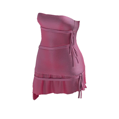 Y2K Ribbon Dress (Hot Pink)