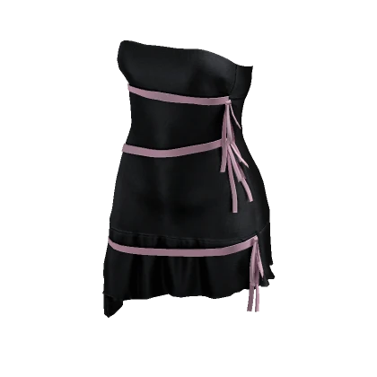 Y2K Ribbon Dress (Black + Pink)