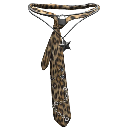 Grunge Y2K Neck Tie Layered Necklace 3.0 (Leopard)