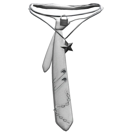 Grunge Y2K Neck Tie Layered Necklace 3.0 (White)
