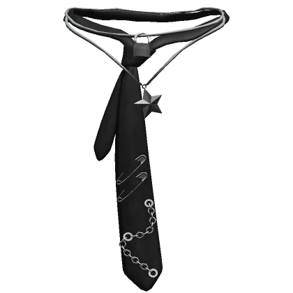 Grunge Y2K Neck Tie Layered Necklace 3.0 (Black)