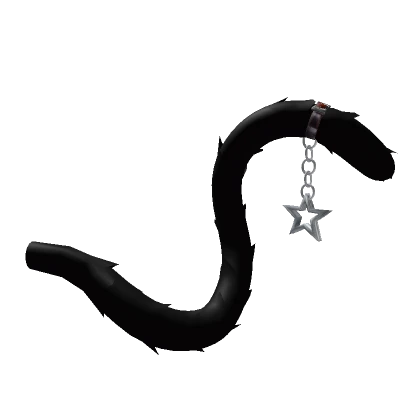 Black Fluffy Cat Tail with Platinum Star