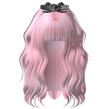 Messy Half Up Wavy Hair w/ Bow (Pink)