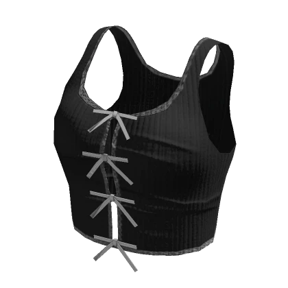 Y2K ☆ black tank top with white ribbons