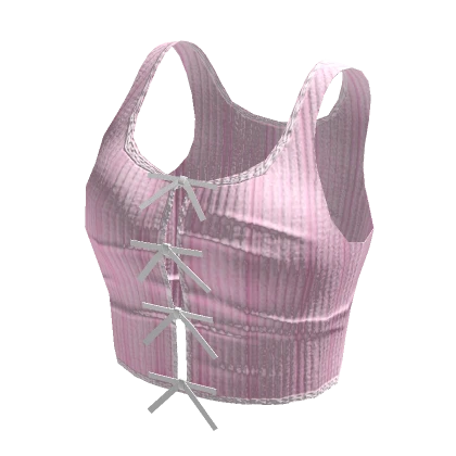 Y2K ☆ pink tank top with white ribbons 