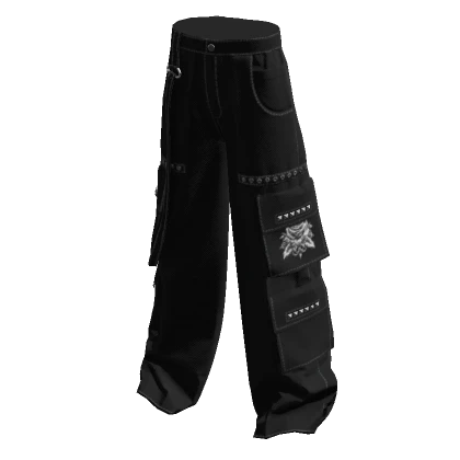 black skull & rose y2k cargo pants