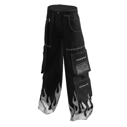 black & white flames y2k cargo pants