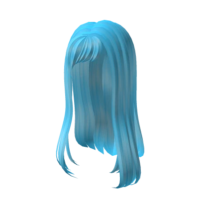 Blue Hime Cut Side Swept Bang Hair