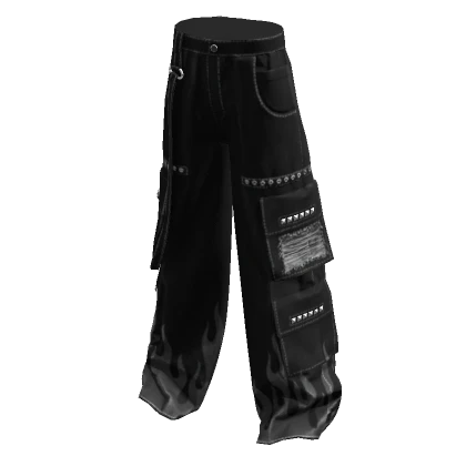 black & grey flames y2k cargo pants