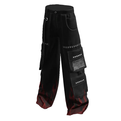 black & red flames y2k cargo pants