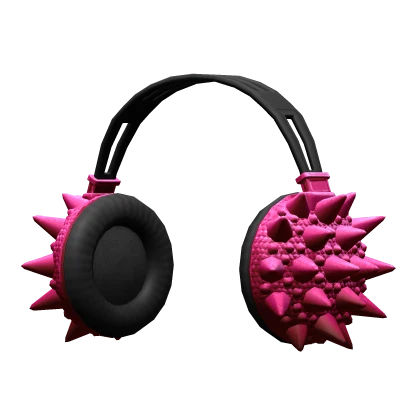 Hot Pink grunge spikey headphones