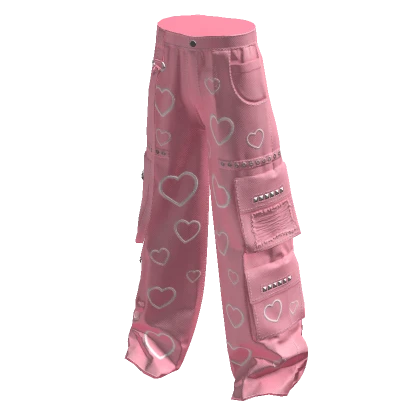 pink & white hearts y2k cargo pants