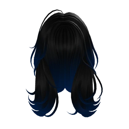 Black Dark Blue Long Wavy Windswept Middle Part