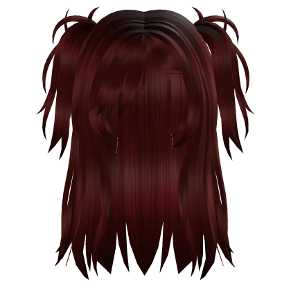 Red Large Emo With Medium Pigtails Hair