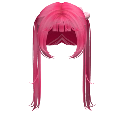 ♡ Kawaii layered pink long pigtails with bows