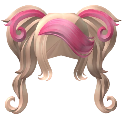 Blonde and Pink Swirly Pigtails