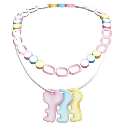 Plastic Key Necklace - Pastel