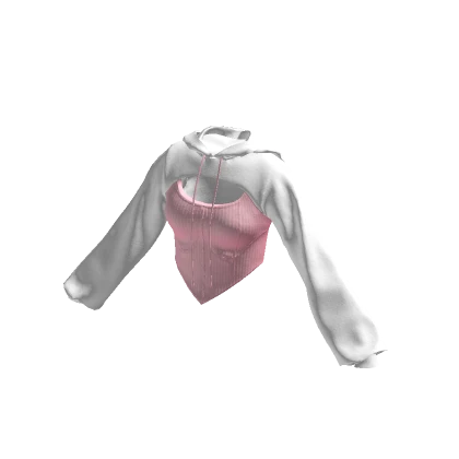 Cropped Corset Hoodie White & Pink