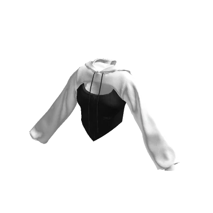 Cropped Corset Hoodie White & Black