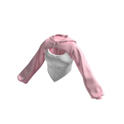 Cropped Corset Hoodie Pink & White