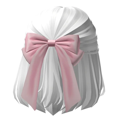 Soft Short Half up Hair w/ Bow (white)