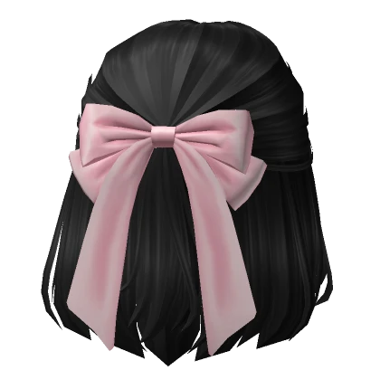 Soft Short Half up Hair w/ Bow (Black)