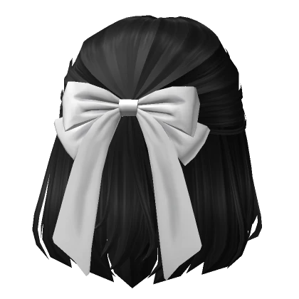 Soft Short Half up Hair w/ Bow (Black)