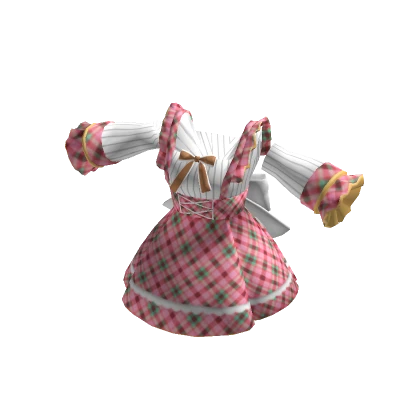 ✨Pink plaid anime doll maid dress princess skirt