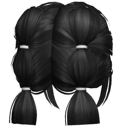 Soft Bubble Braid Short Pigtails (Black)