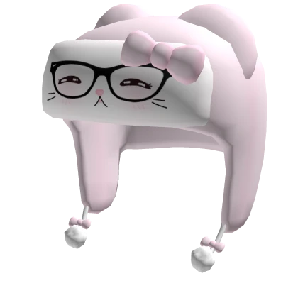 y2k nerd kitty ushanka in pink