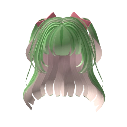 Twin Tails Hime Cut (Green-Pink)