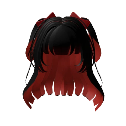 Twin Tails Hime Cut (Black-Red)