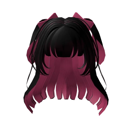 Twin Tails Hime Cut (Black-Pink)