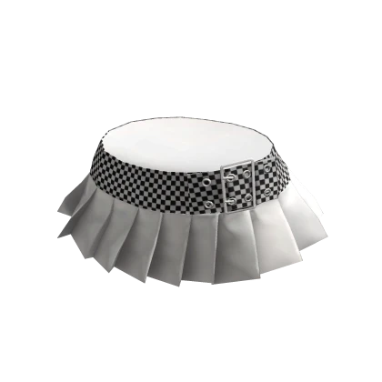 Y2K Short Tennis White Pleated Skirt Checker Belt