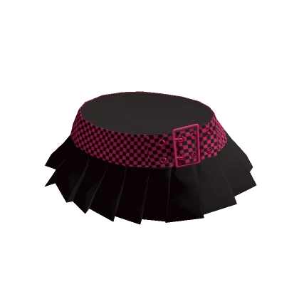 Y2K Emo Mini Pleated Skirt - Pink Checker Belt