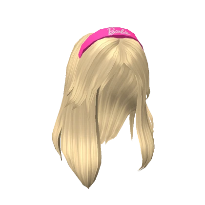 Barbie Blonde Trendy Pink Headband Hair