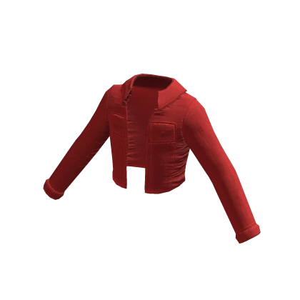 Crop Denim Jacket (Red)