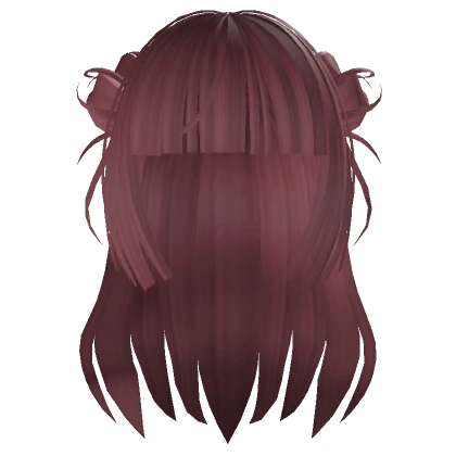 Dark Pink Hair with Buns and Bangs 