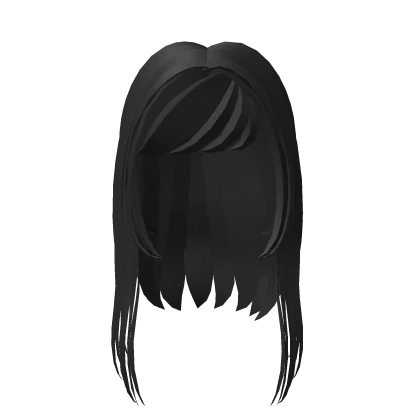 ♡ black long wavy hime hair