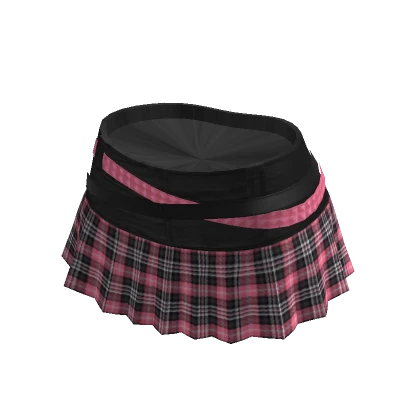 Y2K ☆ Denim black-pink miniskirt with plaid