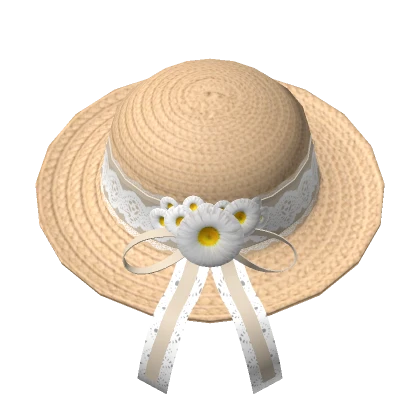 🍀Ruffle Straw Hat w Flower Bow (Beige)