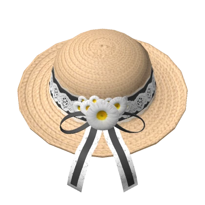 🍀Ruffle Straw Hat w Flower Bow (Black)