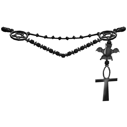 Black Gothic Bat Grunge Rosary Necklace 1.0