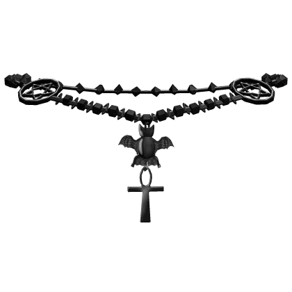 Black Gothic Bat Grunge Face Rosary