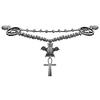 White Gothic Bat Grunge Face Rosary