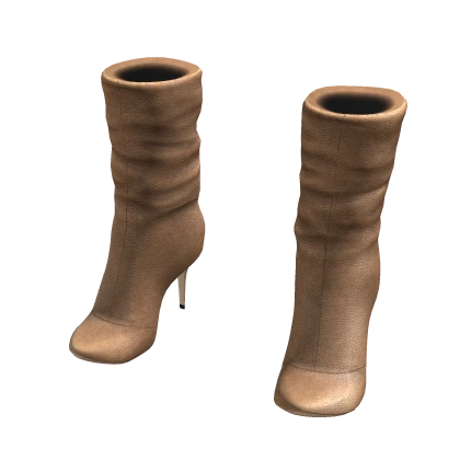 High Heeled Boots - Tan Beige