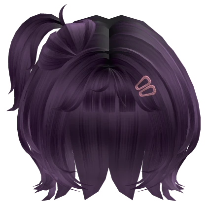 ♡ Cute messy purple bob with side ponytail