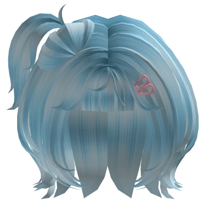 ♡ Cute messy cyan bob with side ponytail