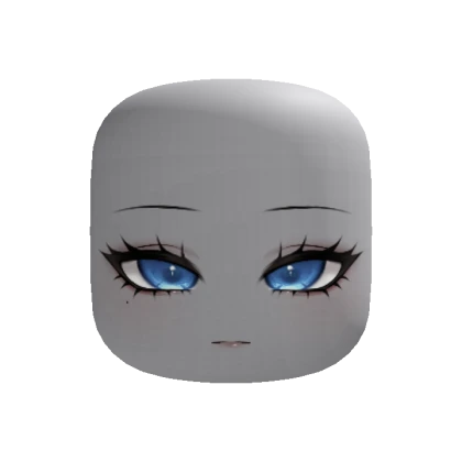 intimidating blue emo chibi anime face