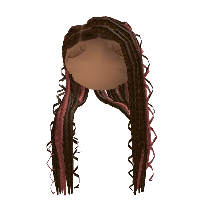 Side Part Braids [Brown W/ Pink]